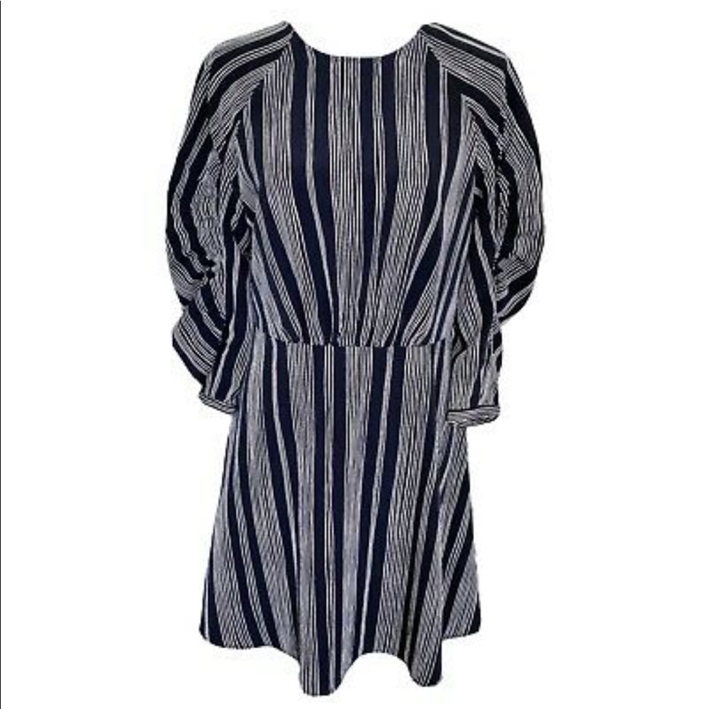 Who What Wear Striped Fit & Flare Ruched Long Sleeve Dress